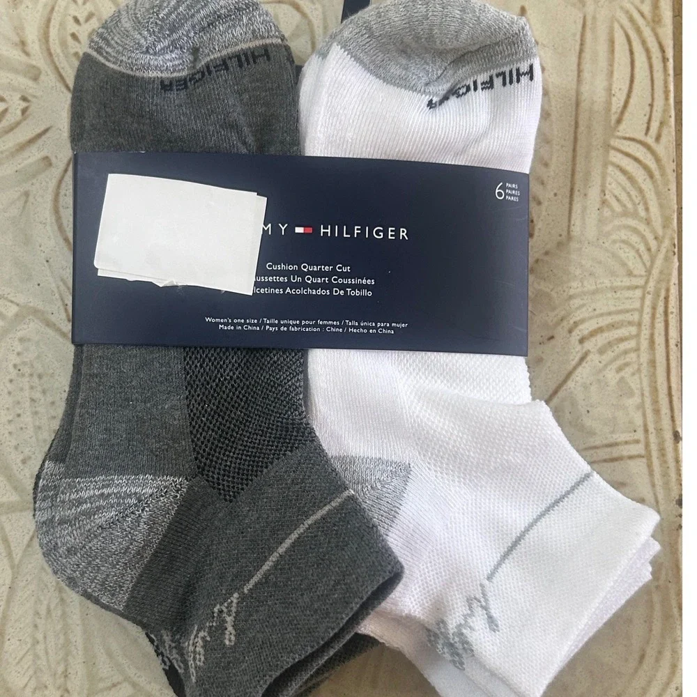 Tommy Hilfiger‎ Cushion Quarter Cut Womens One Size Multi New 6-Pack Socks